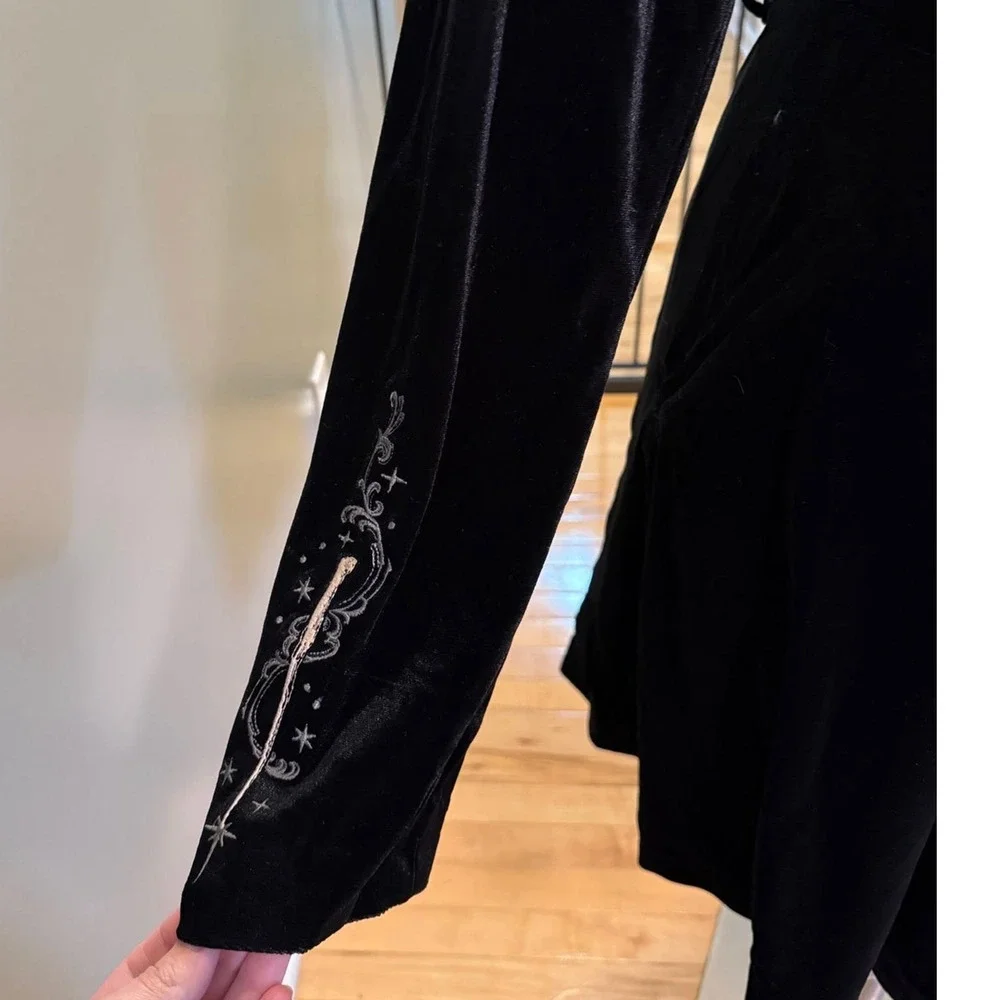 New Torrid 3 (3X 22/24) Harry Potter Black Velvet Hooded Swing Coat w/Embroidery